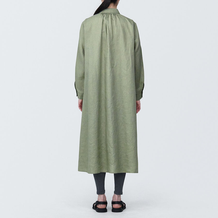 Women's Washed linen L/S dressBlackXS