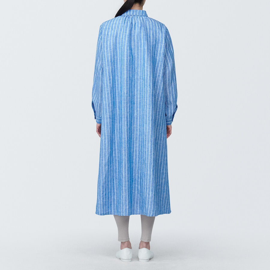 Women's Washed linen L/S dressBlackXS