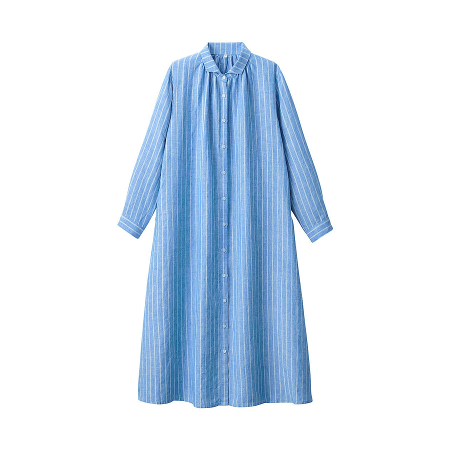 Women's Washed linen L/S dressBlackXS