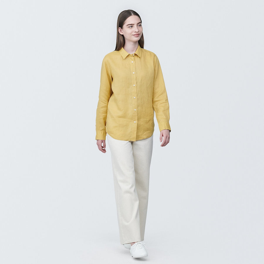 Women's Washed linen Regular collar L/S shirtWhiteXS