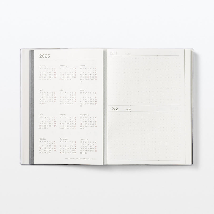 Viewable-at-once Monthly/Daily planner / From Dec. 2024 - A5 White