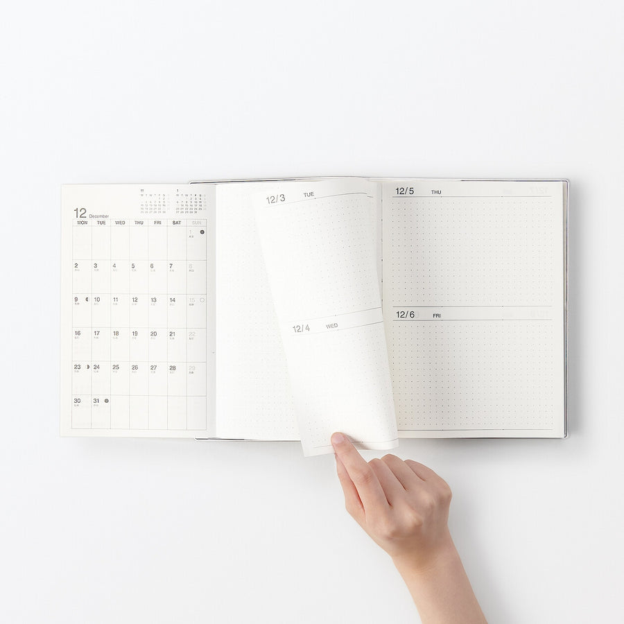 Viewable-at-once Monthly/Daily planner / From Dec. 2024 - A5 White