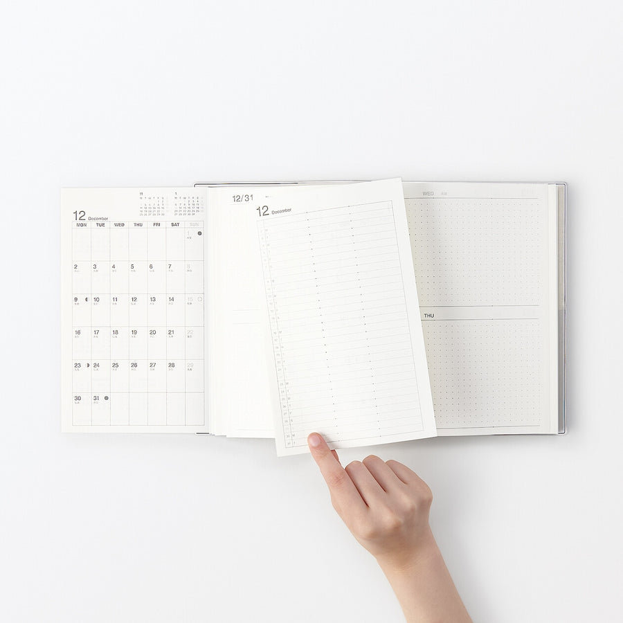 Viewable-at-once Monthly/Daily planner / From Dec. 2024 - A5 White