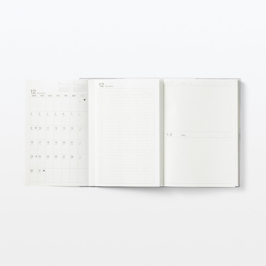 Viewable-at-once Monthly/Daily planner / From Dec. 2024 - A5 White