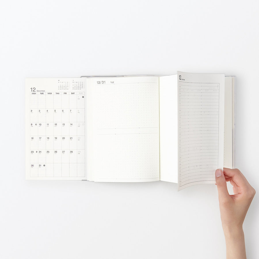 Viewable-at-once Monthly/Daily planner / From Dec. 2024 - A5 White