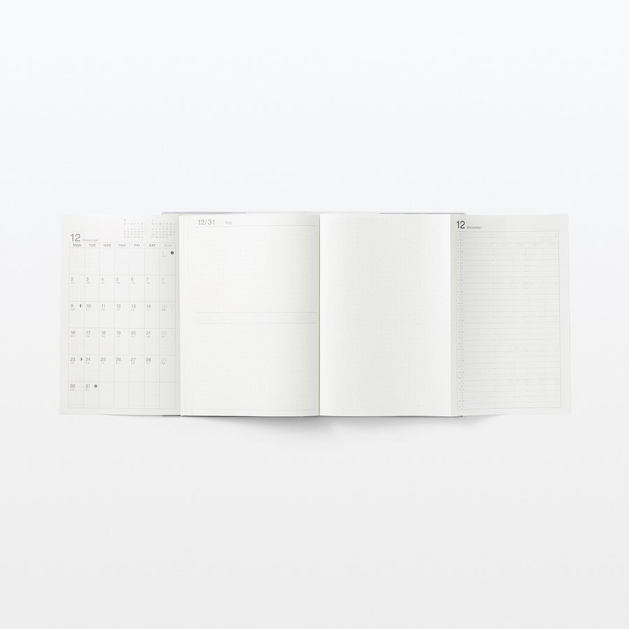 Viewable-at-once Monthly/Daily planner / From Dec. 2024 - A5 White