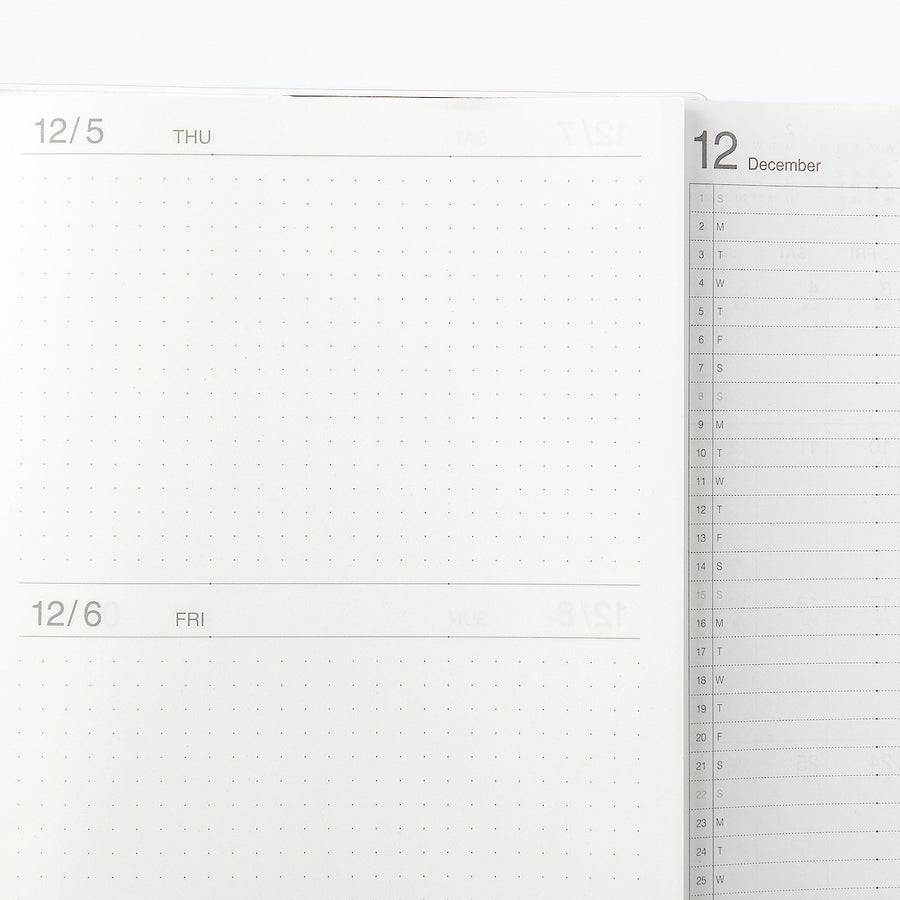 Viewable-at-once Monthly/Daily planner / From Dec. 2024 - A5 White