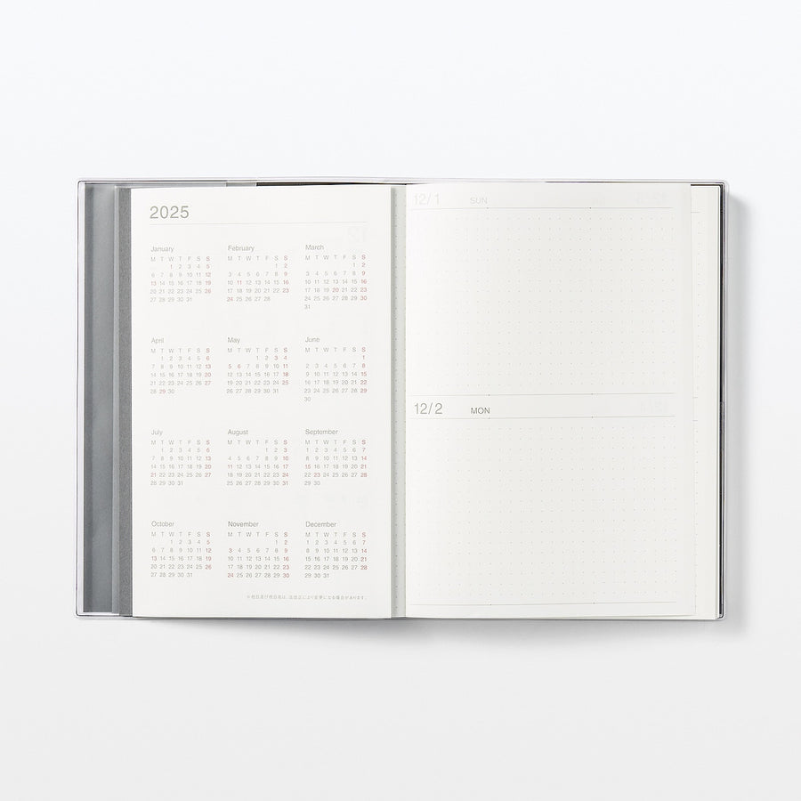 Viewable-at-once Monthly/Daily planner / From Dec. 2024 - A5 White