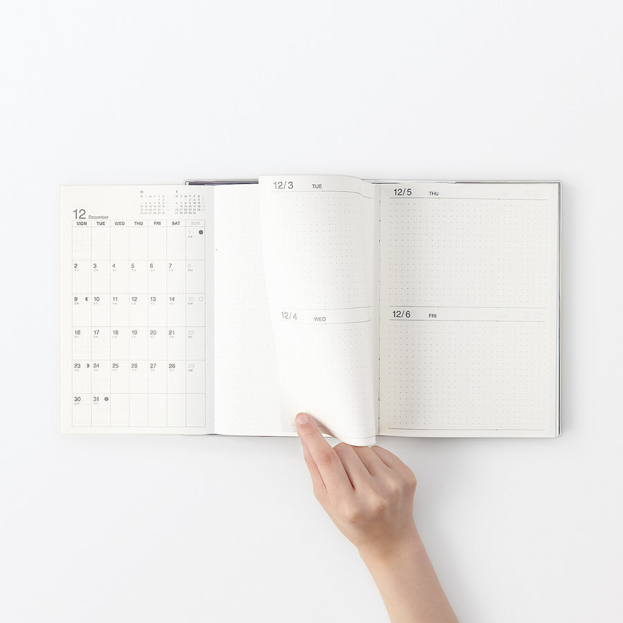 Viewable-at-once Monthly/Daily planner / From Dec. 2024 - A5 White