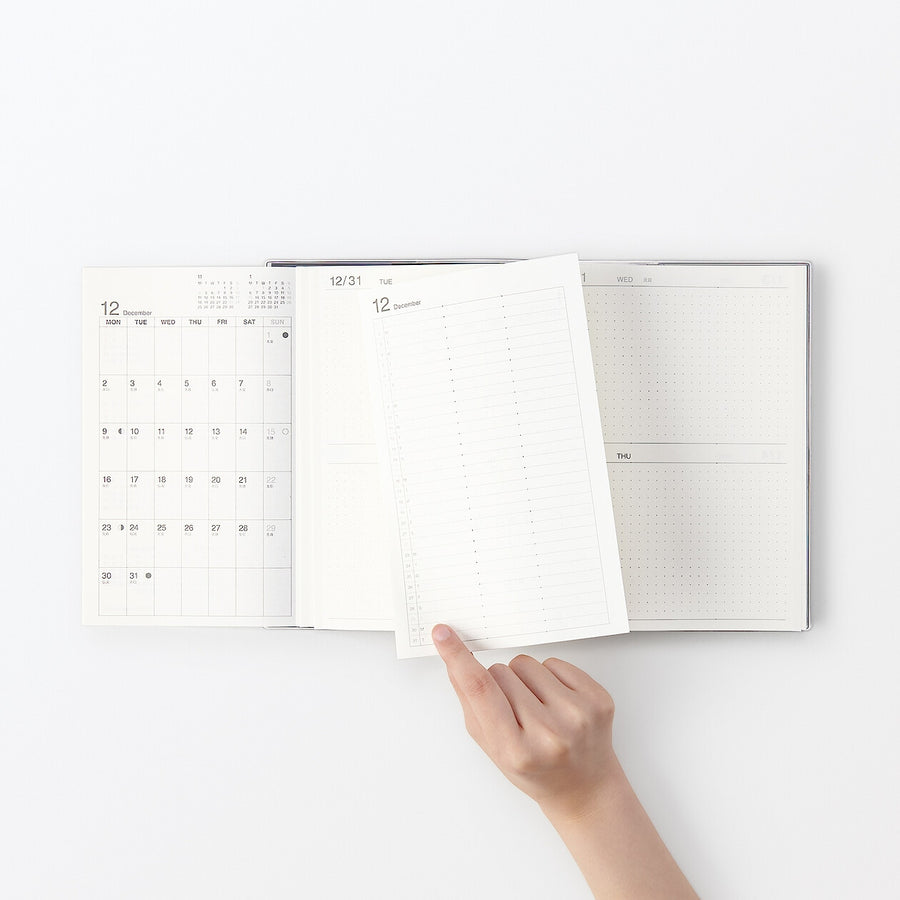 Viewable-at-once Monthly/Daily planner / From Dec. 2024 - A5 White