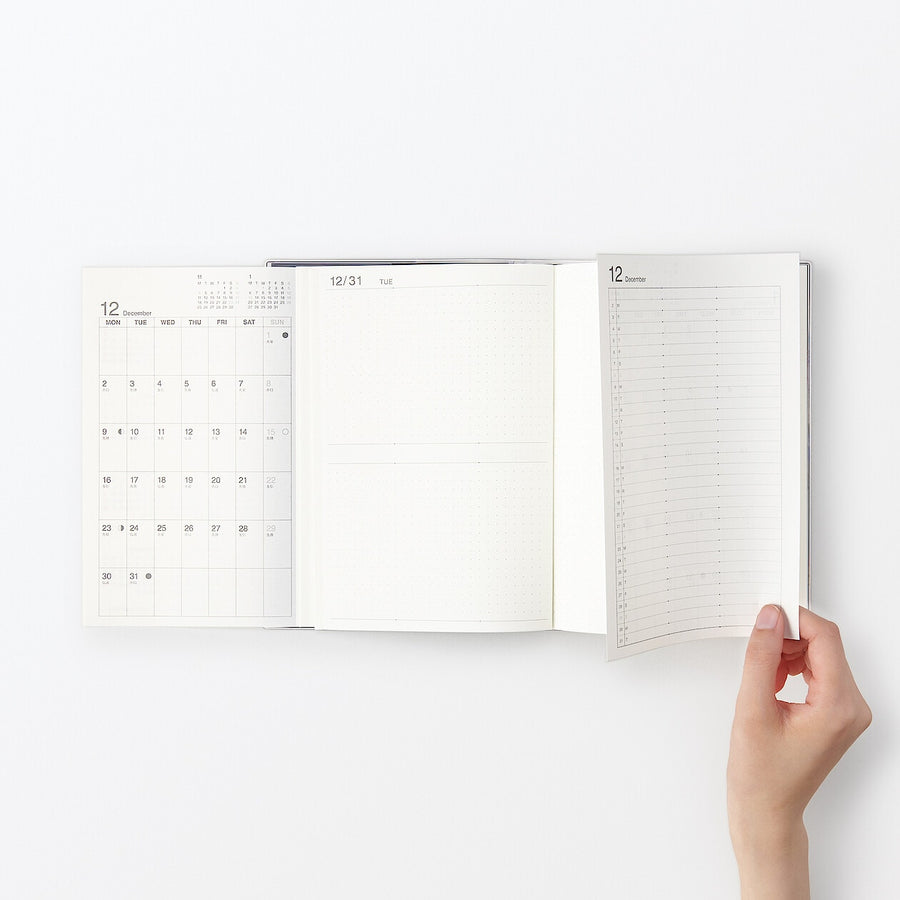 Viewable-at-once Monthly/Daily planner / From Dec. 2024 - A5 White