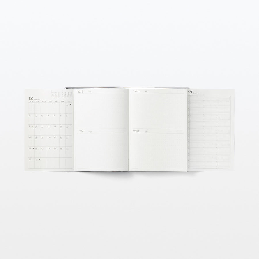 Viewable-at-once Monthly/Daily planner / From Dec. 2024 - A5 White