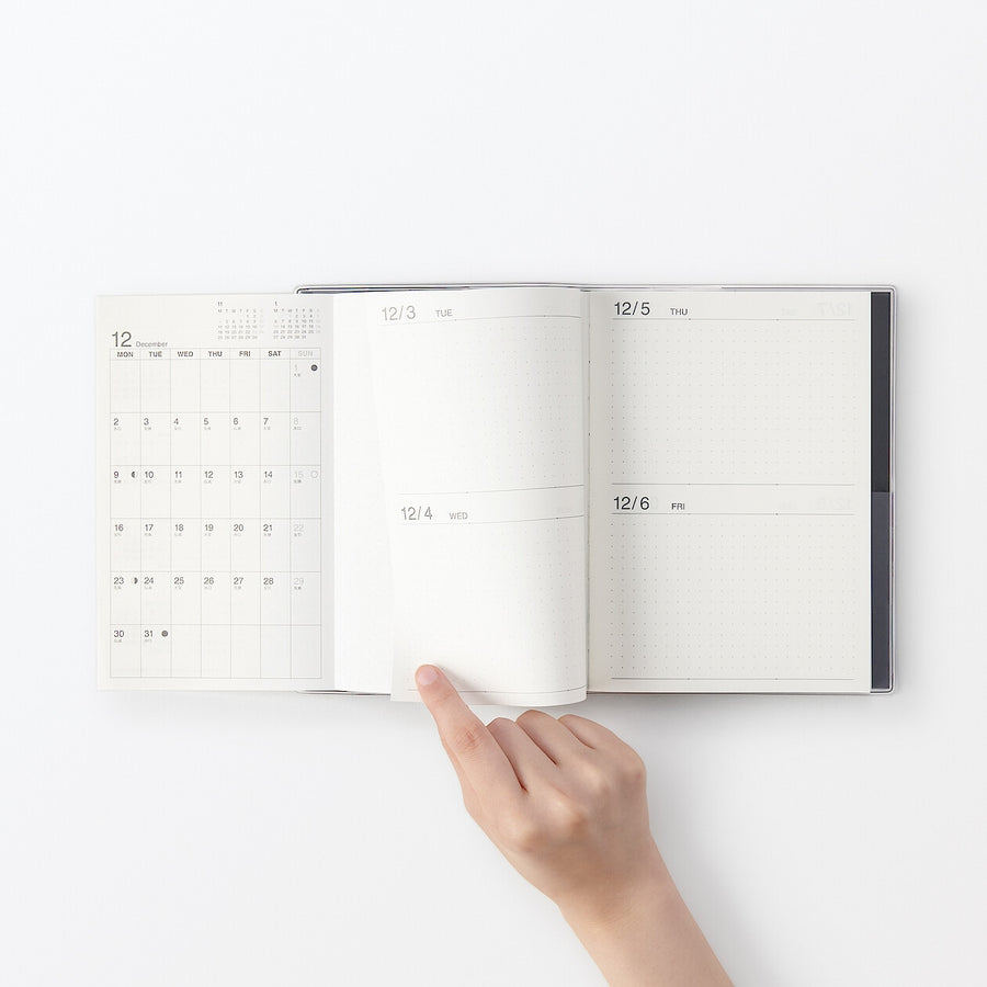 Viewable-at-once Monthly/Daily planner / From Dec. 2024 - B6 White