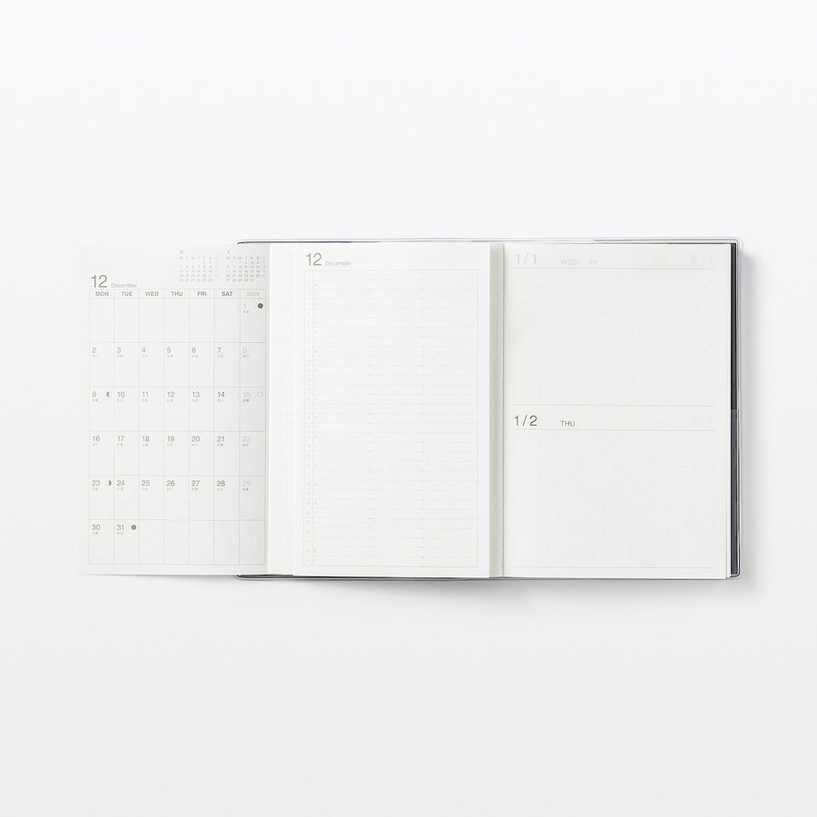 Viewable-at-once Monthly/Daily planner / From Dec. 2024 - B6 White