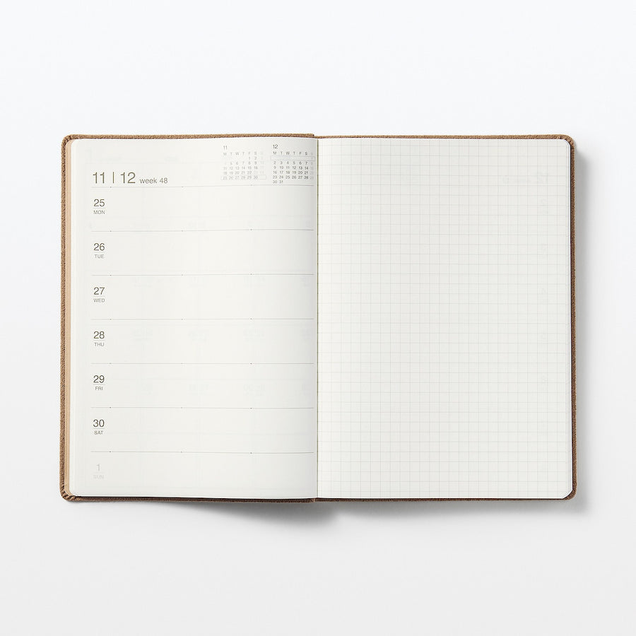 Faux suede Monday start Month/Weekly planner From Dec. 2024