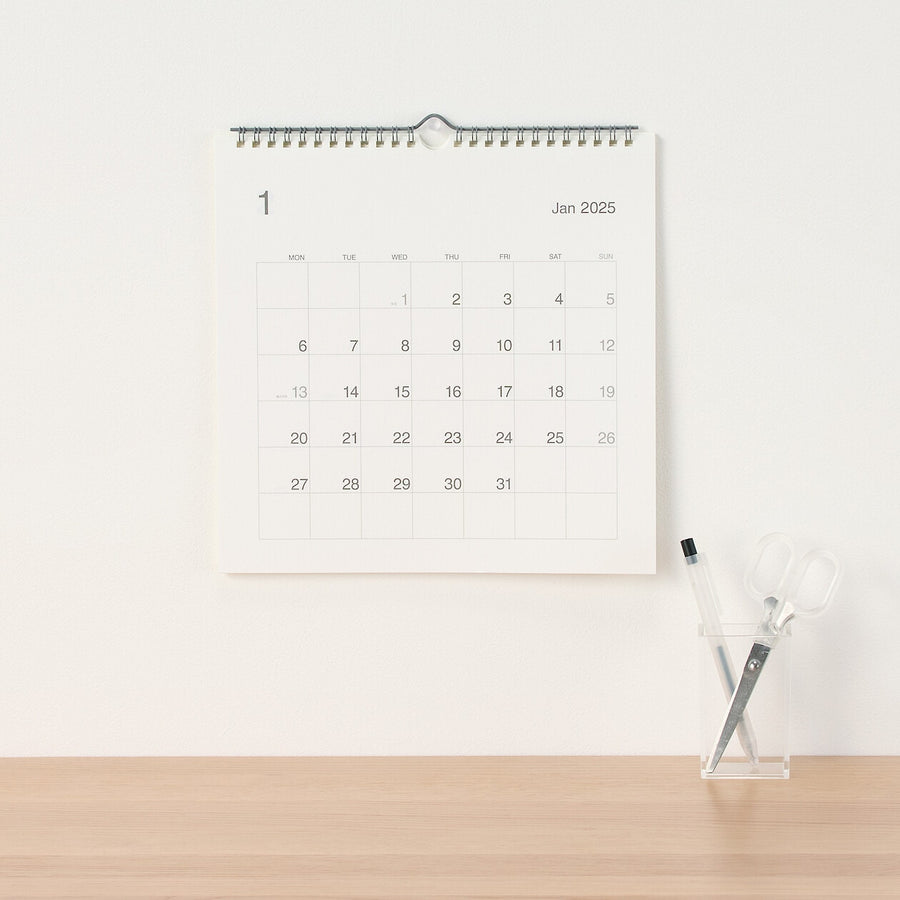 Bagasse-paper Monday start Calendar /L/Jan. 2025 - Dec. 2025