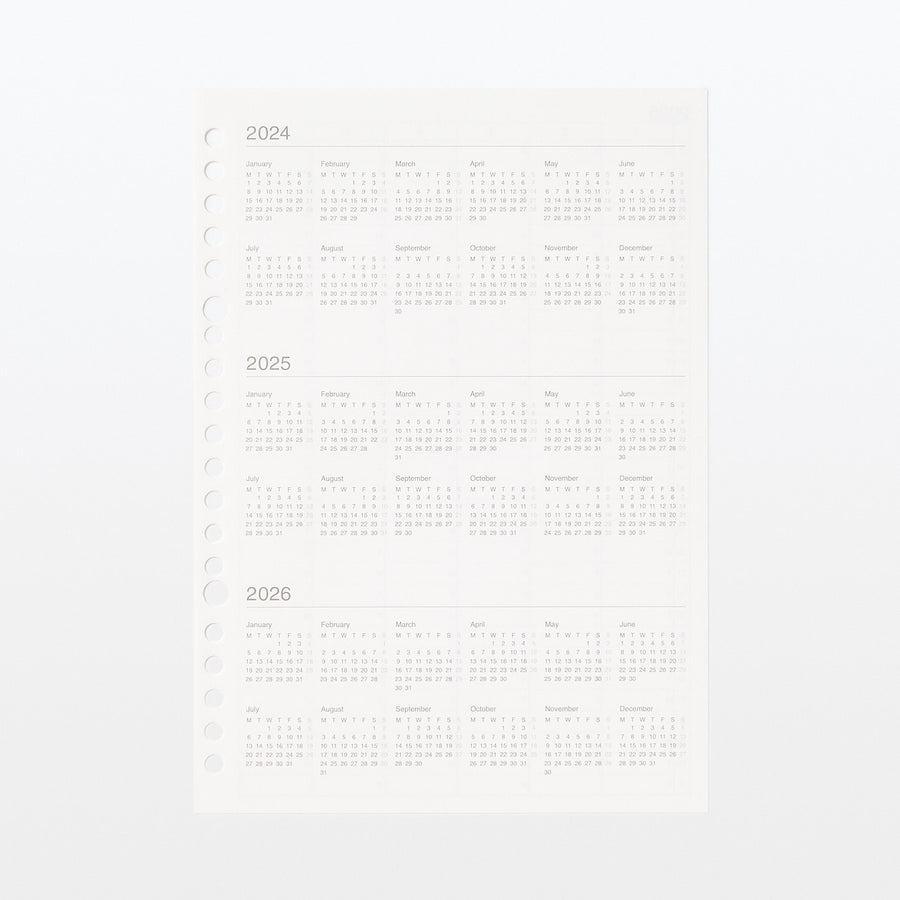 Loose leaf papers Refill Monthly planner Dec. 2024 start