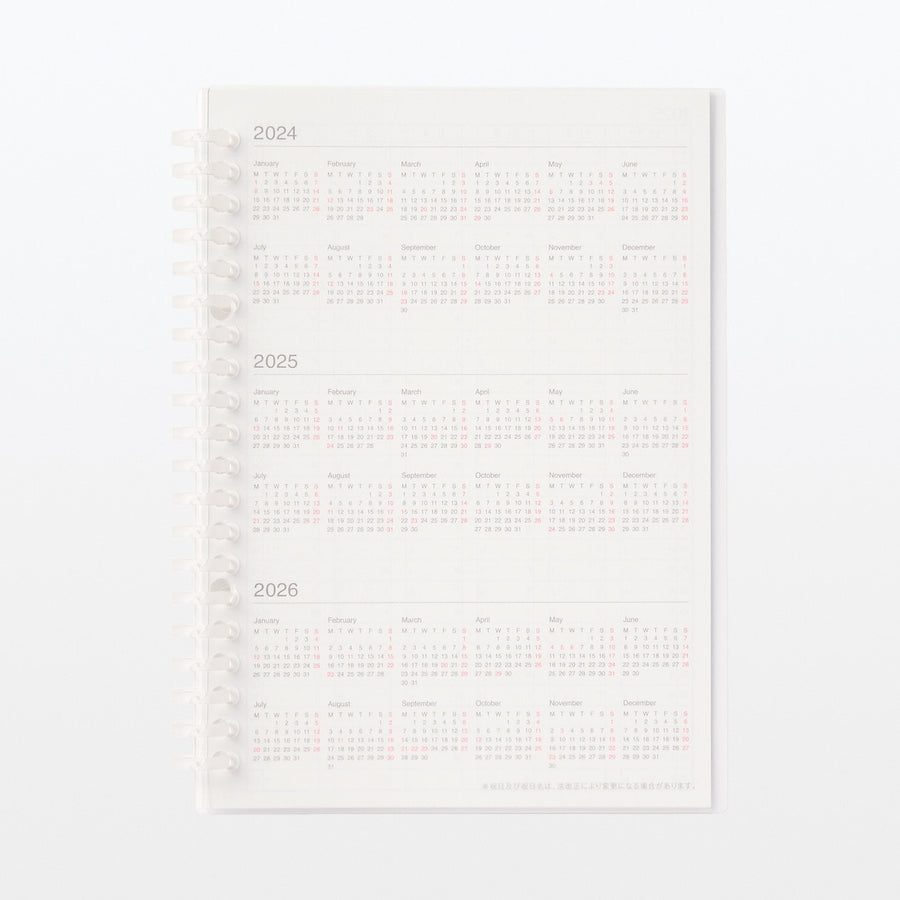 Loose leaf papers Refill Monthly planner Dec. 2024 start