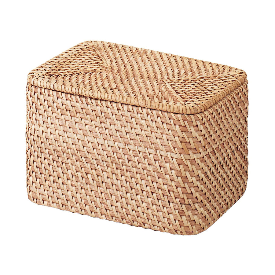Stackable Rattan Basket - Rectangular with Lid