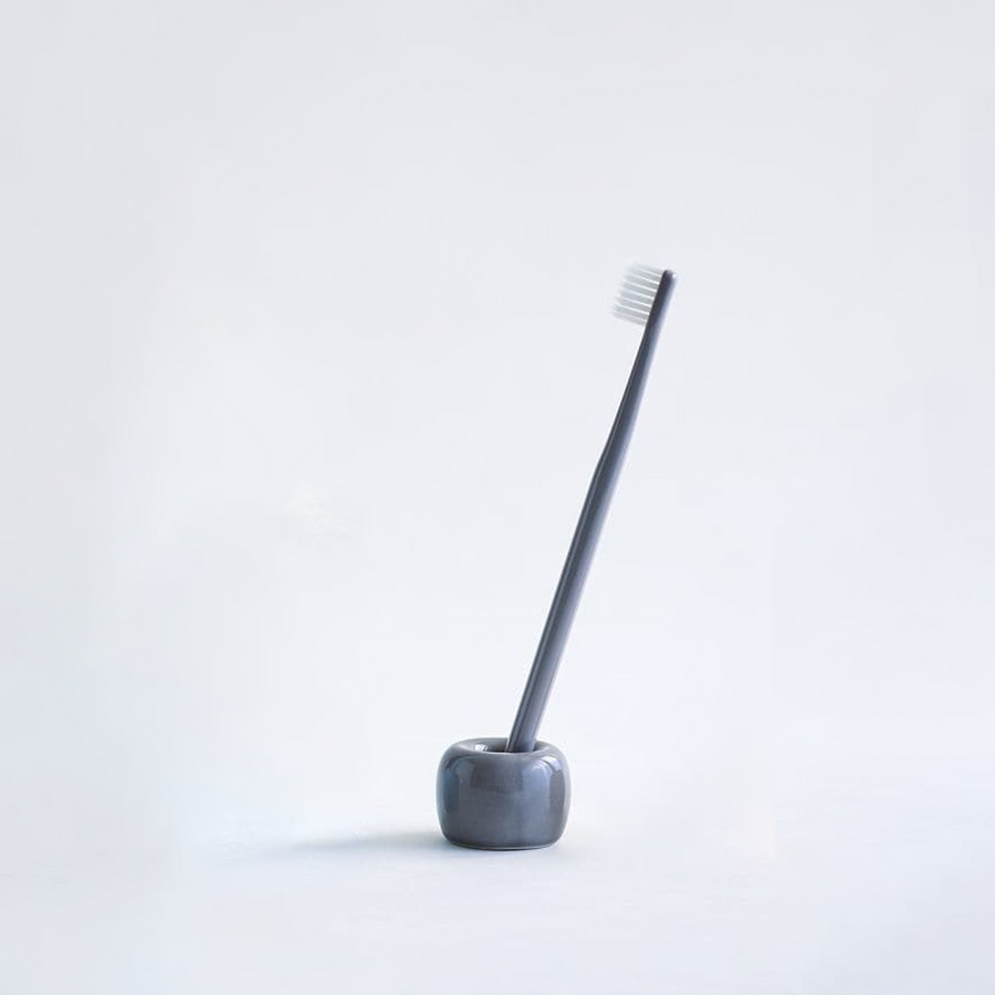 Porcelain Toothbrush Stand - Grey