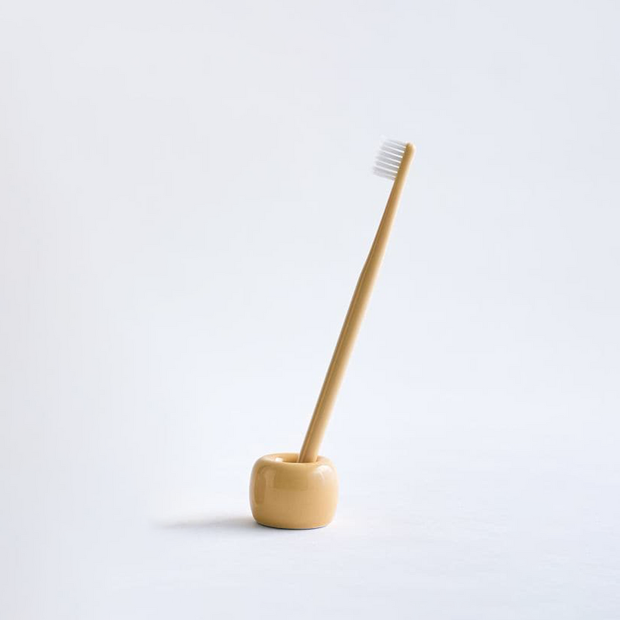 Porcelain Toothbrush Stand - Yellow