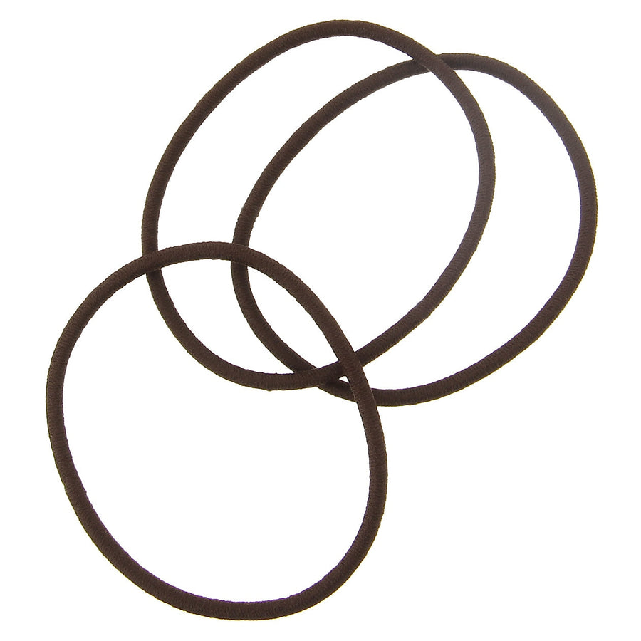 Thin Rubber Hair Bands - Brown (3 Pack)