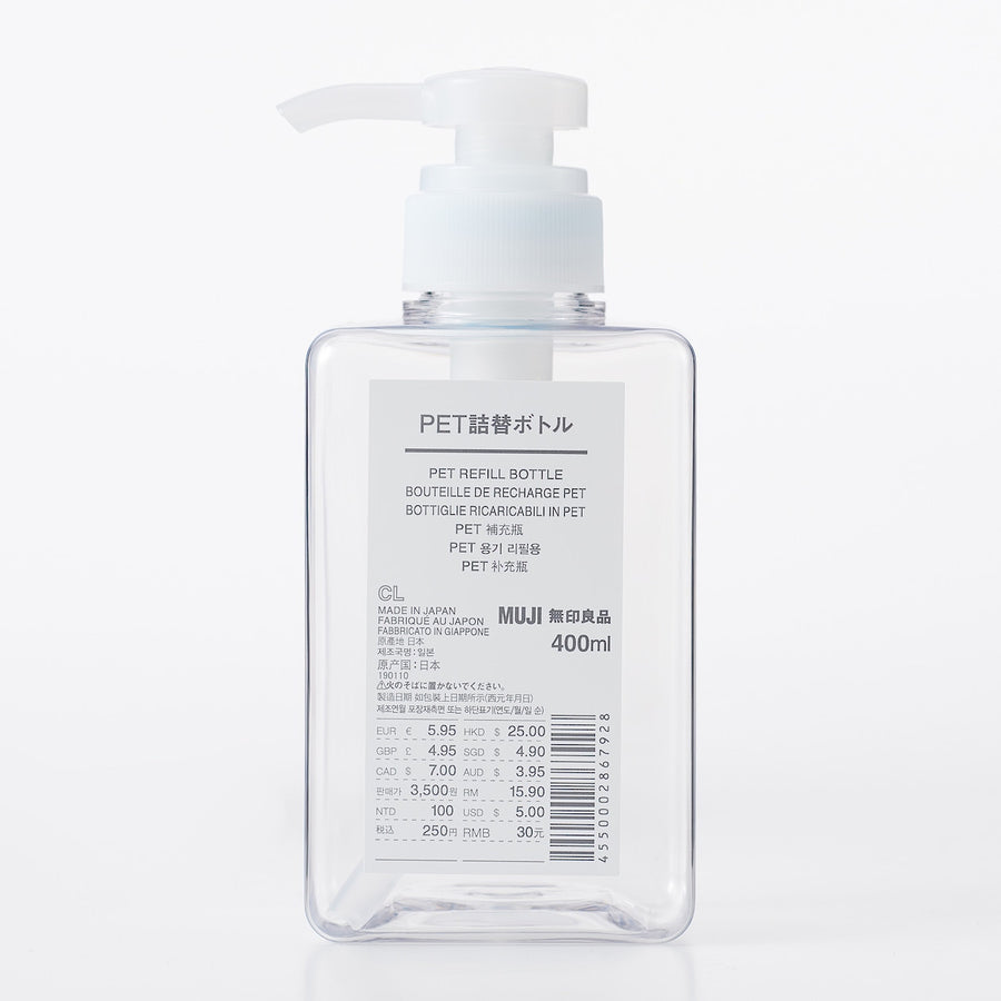 PET Pump Refill Bottle - Clear (400ml)