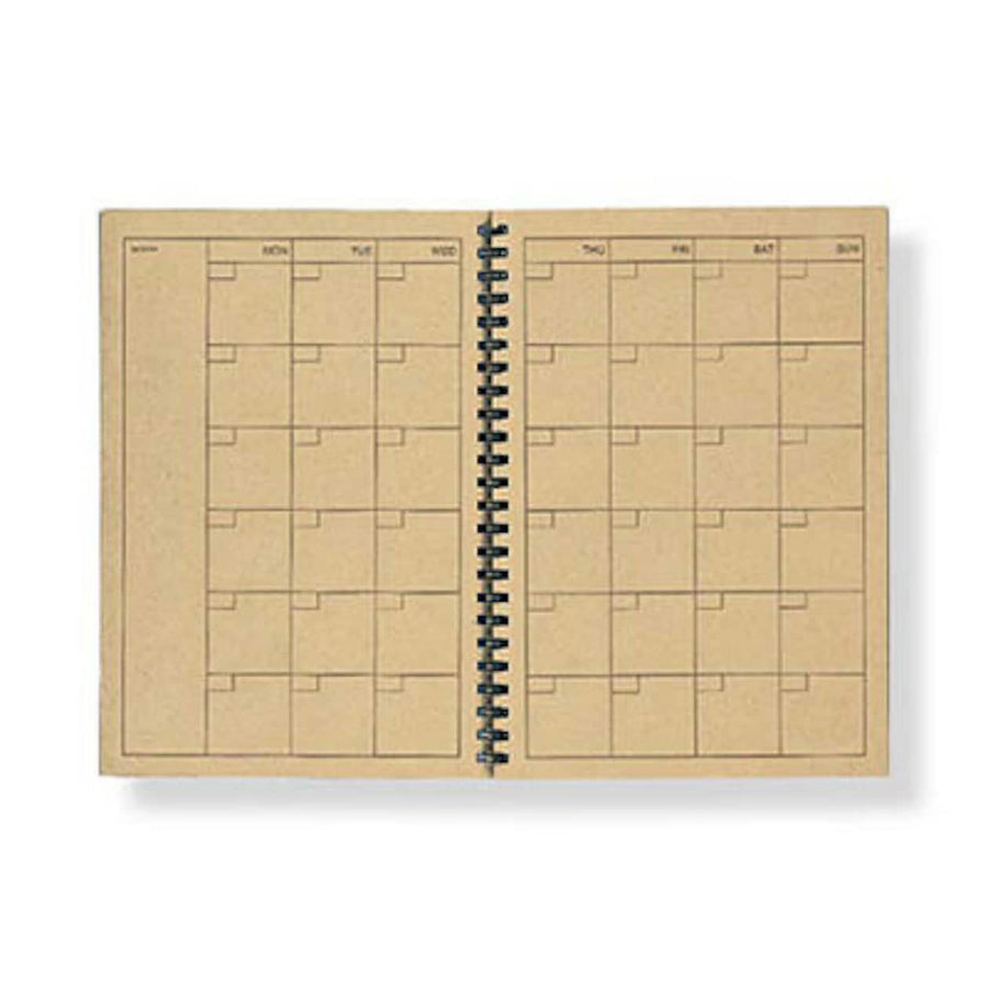 Kraft Paper Monthly Schedule Ring Notebook - A5 Undated