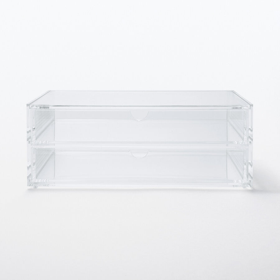 Stackable Acrylic Case 2 Drawers With Lid - Large