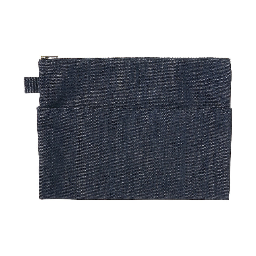 Denim Pencil Case - Flat With Pocket