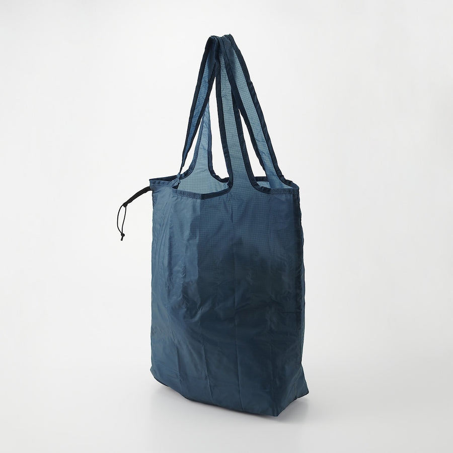 Nylon Shoulder Shopping Bag - Navy