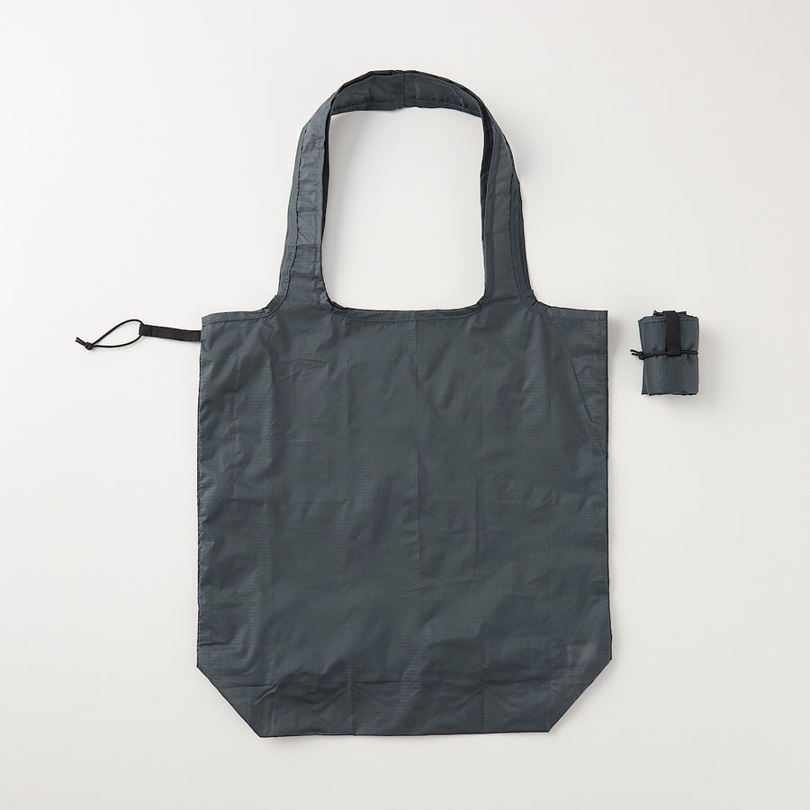 Nylon Shoulder Shopping Bag - Charcoal Grey