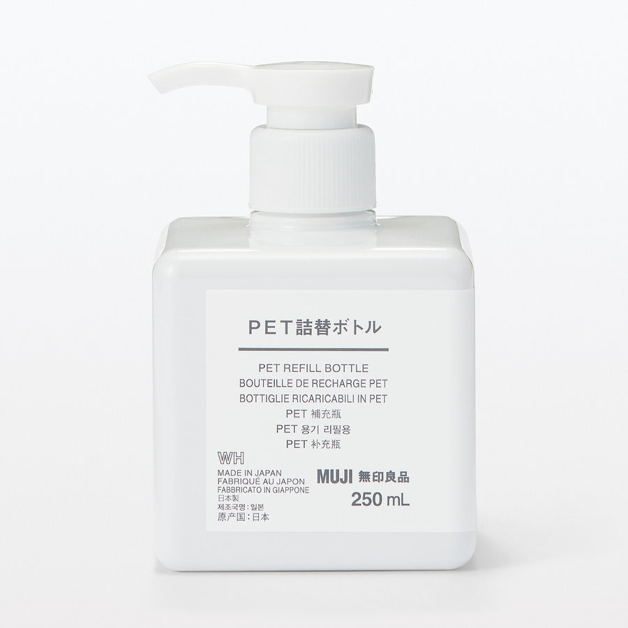 PET Pump Refill Bottle - White (250ml)