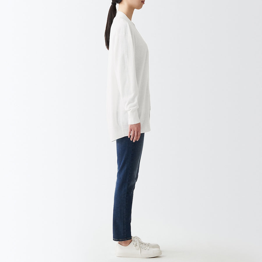 Strong Cotton Tencel Middle Length Cardigan