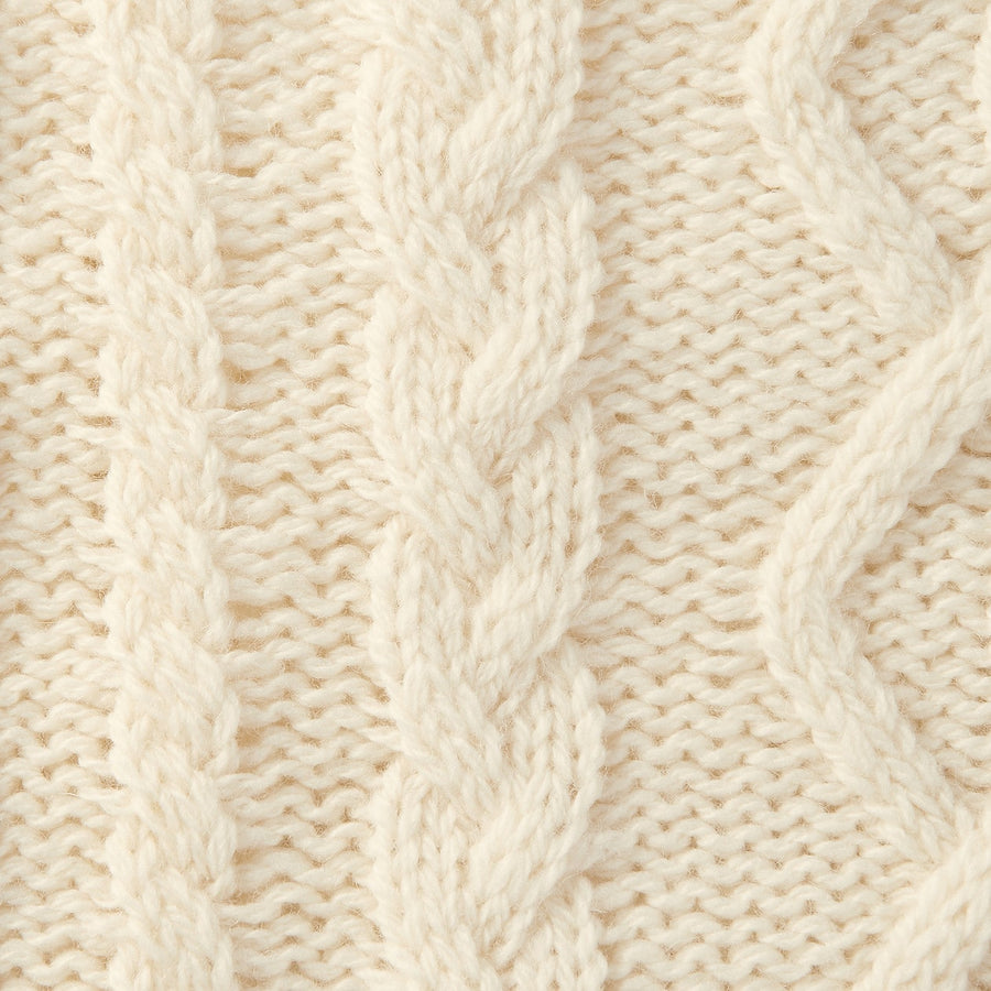Undyed Wool Cable Knit Cushion Cover