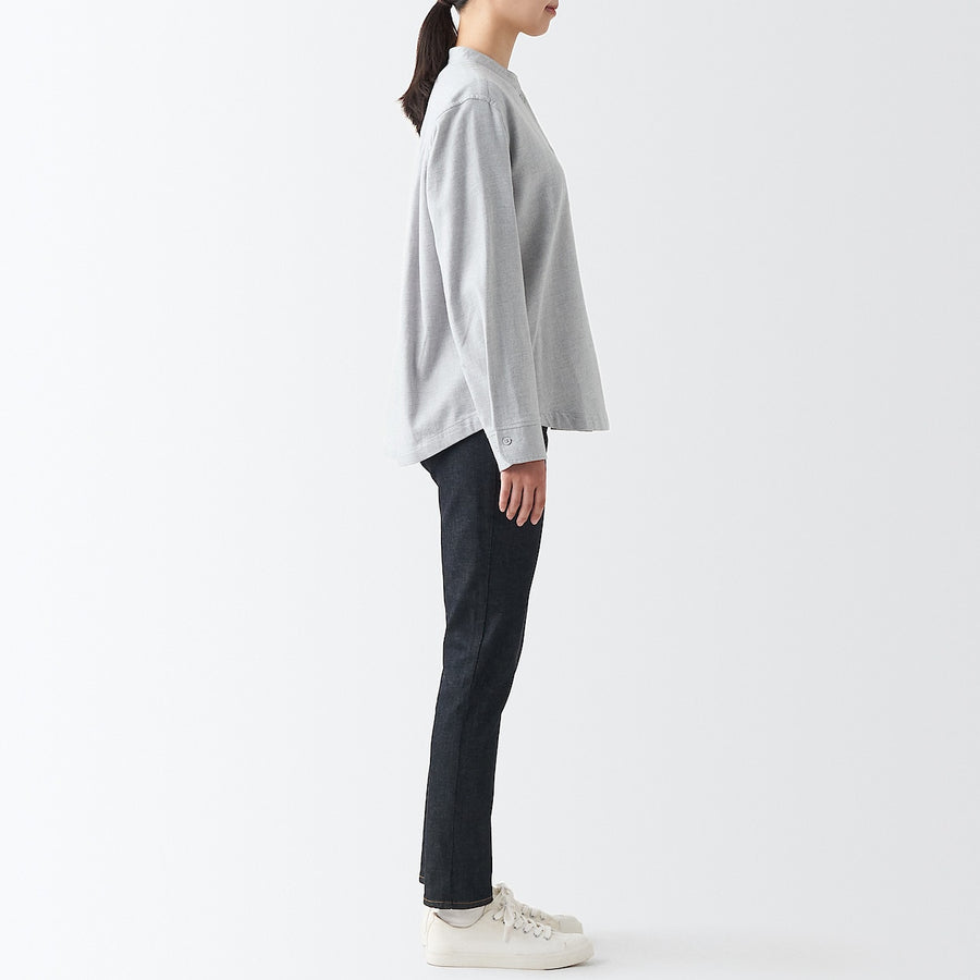 Flannel Stand Collar Long Sleeve Shirt