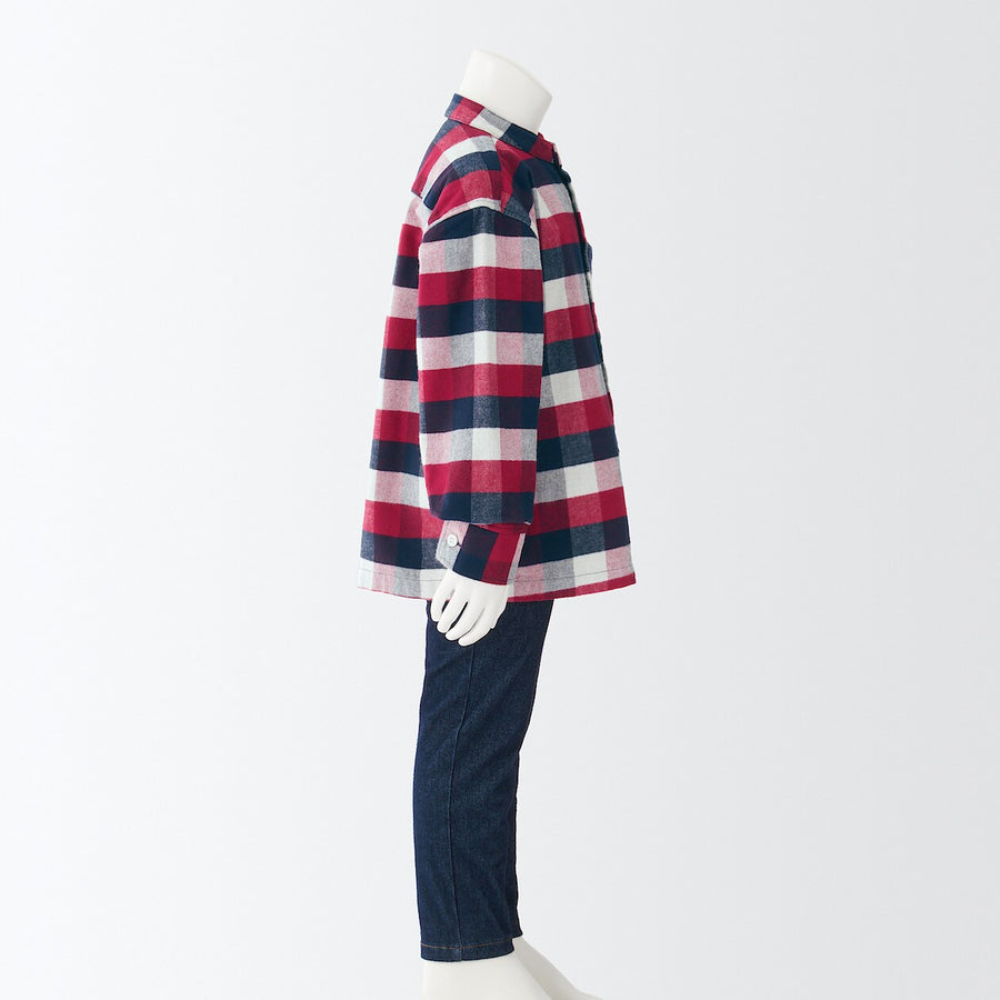 Brushed Cotton Flannel Stand Collar Shirt (Kids)