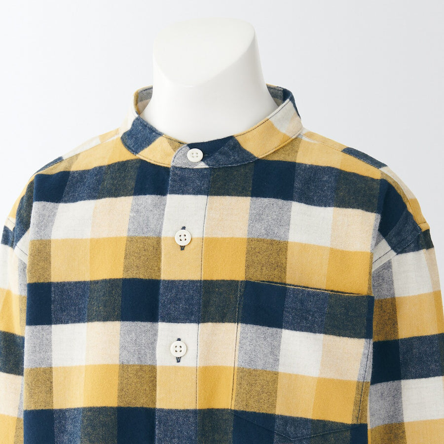 Brushed Cotton Flannel Stand Collar Shirt (Kids)