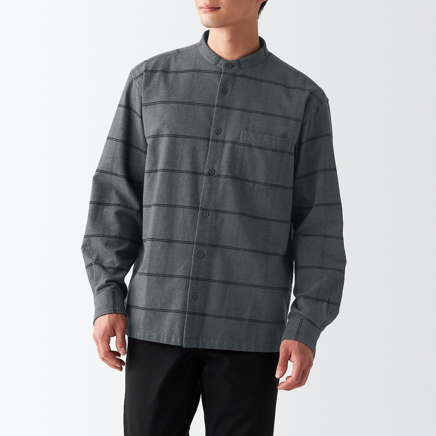 Flannel Stand Collar Shirt